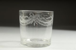 A GEORGAIN BEAKER engraved with garlands. 3.25ins high.