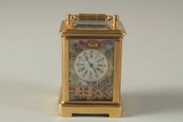 A MINIATURE FRENCH CARRIAGE CLOCK.
