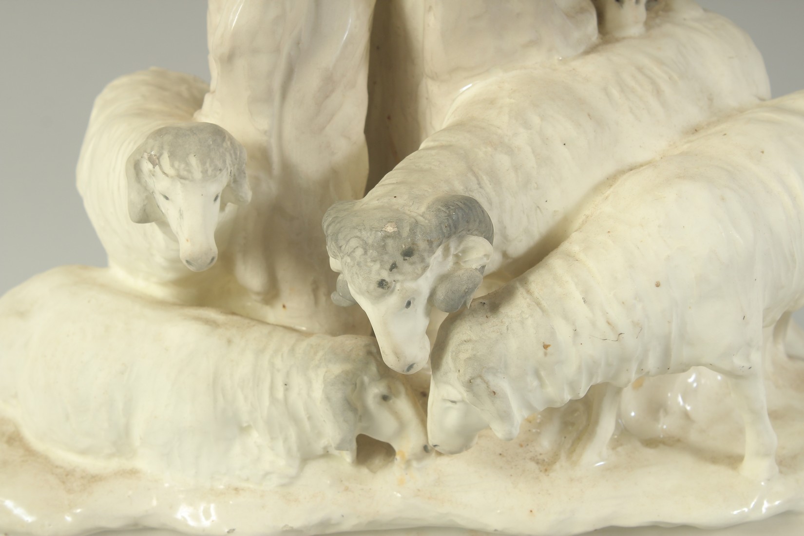 A LARGE PORCELAIN GROUP, SHEPHERD AND FIVE SHEEP. 23ins high. - Image 3 of 8