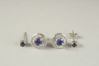 TWO PAIRS OF SAPPHIRE EARRINGS.