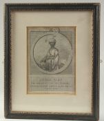 A RARE ENGRAVING DEPICTING HYDER ALLY; father of Tipu Sultan of Mysore, framed and glazed