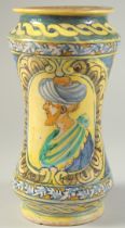 AN 18TH-19TH CENTURY CANTAGALLI OTTOMAN MARKET POTTERY JAR, painted with a portrait of male