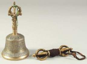 A TIBETAN DORJE AND BUDDHIST MEDITATION BELL, (2).