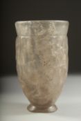 A VERY RARE ANCIENT PERSIAN POSSIBLY SASSANIAN OR AKHAMINID CARVED ROCK CRYSTAL BEAKER, 12cm high.