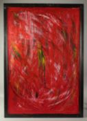 MUBIN ORHON (1924-1981) - TURKISH ARTIST: untitled abstract study in red, painted on board, signed