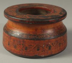 AN AFGAN KUTCH DECORATED SALT POT, 13cm diameter.