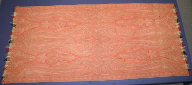 A LARGE KASHMIRI STYLE PAISLEY THROW / TABLE CLOTH, 336cm x 154cm.