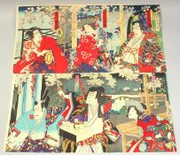 KUNICHIKA TOYOHARA (1835-1900) & CHIKANOBU YOSHU (1838-1912): KABUKI THEATRE PLAY; two late 19th