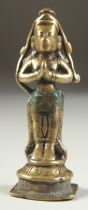 AN 18TH-19TH CENTURY SOUTH INDIAN BRONZE FIGURE OF HANUMAN, 9cm high.