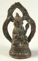 A 19TH CENTURY MINIATURE BRONZE DEITY, 6cm.