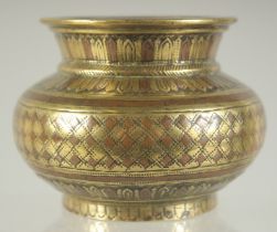 A 19TH CENTURY TIBETAN GILT BRONZE CENSER, 9cm diameter.