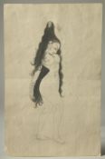 AN INDIAN PICTURE OF A NUDE LADY, 30.5cm x 19.5cm.