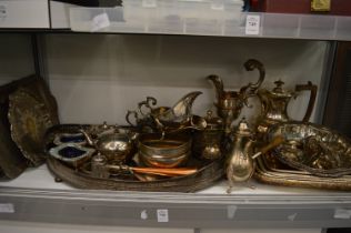 Quantity of plated ware to include a good Sheffield plated ewer, salver, entree dishes and covers