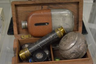 Items from the estate and relating to Captain W J Moore to include pocket telescope, hip flask and