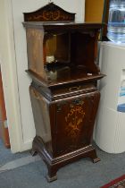 A good Victorian inlaid mahogany coal purdonium.