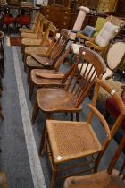 Eight 19th century chairs to include a set of four blade back kitchen chairs.