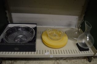 A good Stuart cut glass bowl, boxed and various other glassware.