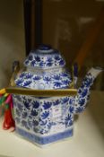 Chinese blue and white teapot.