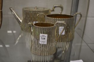 A plated three piece tea service.