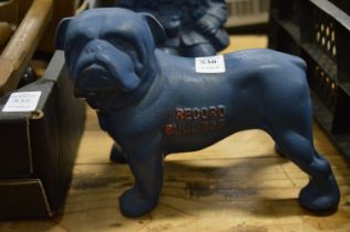 A Record Bulldog cast iron advertising model of a bulldog.