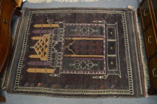 A Persian prayer rug, 138cm x 105cm.