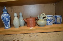 Oriental china to include blue and white jar and cover.