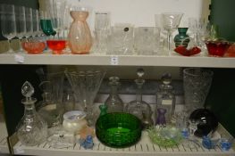 A quantity of glassware to include decanters, vases etc.