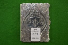 A good engraved silver calling card case.