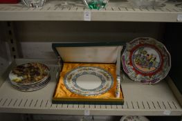 A cake plate and knife, boxed and other china.