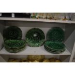 Quantity of cabbage ware plates.