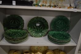 Quantity of cabbage ware plates.