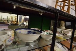 A large meat platter and various bowls, vases etc.