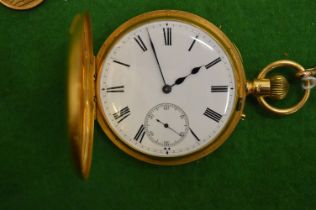 A good 18ct gold half hunter pocket watch.