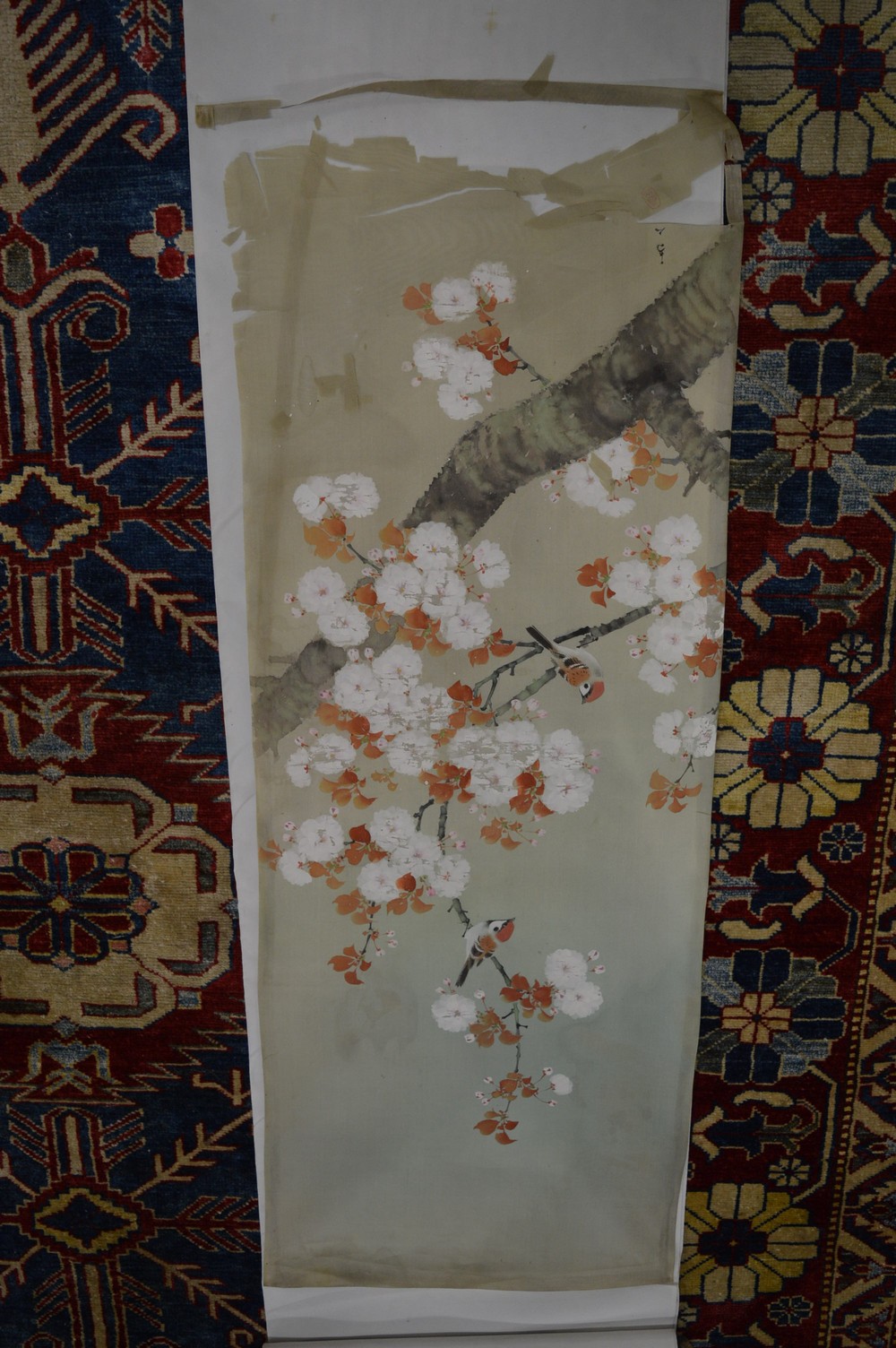Chinese scroll paintings, a silk embroidery, framed and glazed etc. - Image 2 of 7