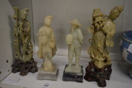 Four Chinese carved soap stone figures.