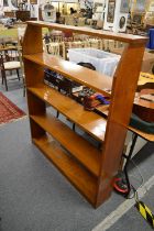 An oak open bookcase.