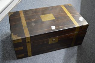 A Victorian brass bound rosewood writing slope together with another box.