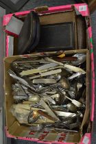 A large quantity of plated flatware, some cased, to include cutlery boxes.