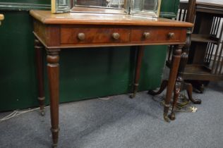 Victorian mahogany two drawer side table.