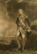 After Hoppner, a portrait of Admiral Lord Nelson, mezzotint, 24" x 16" (61 x 40cm).