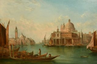 Alfred Pollentine (1836-1890), 'The Dogana, Venice', oil on canvas, signed, 20" x 30" (51 x 76cm).