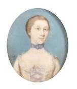 Gervase Spencer (1715-1763), a miniature portrait of a lady, possibly Charlotte Pringle, watercolour
