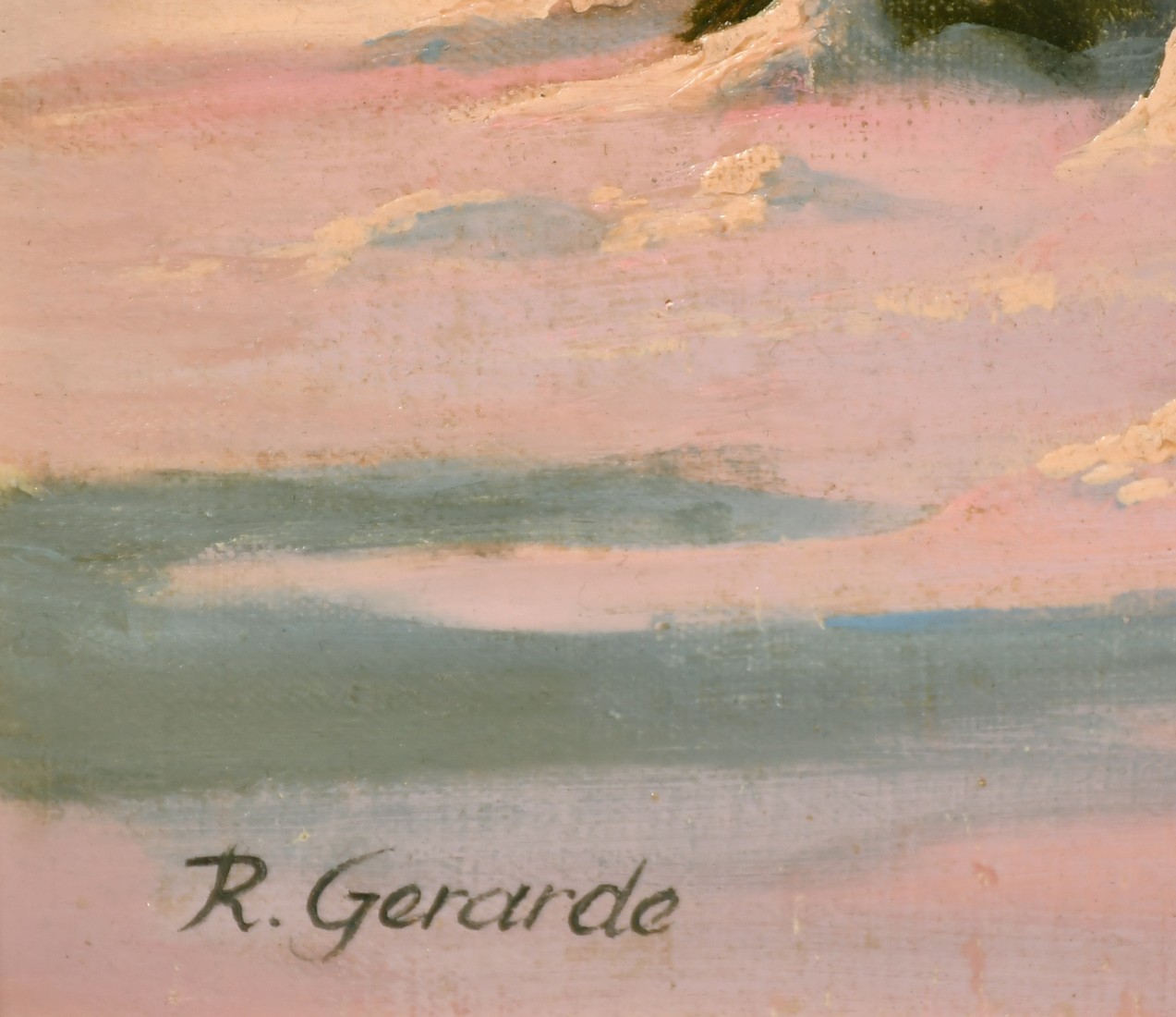 R. Gerarde, Continental School Circa 1900, a Tyrolean view at dusk with tracks in the snow, oil on - Image 3 of 4