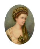 Late 19th Century, a miniature portrait of Anne de Ligonde, watercolour on ivory, signed with