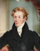 J. Moore, English School, Circa 1820, a miniature portrait of a young gentleman, watercolour and