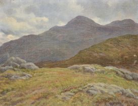 Louis Ginnett, 'A Dark Mountain in Skye', oil on canvas laid on board, exhibition label verso, 10.5"