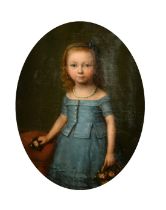 Late 19th Century, possibly French School, a portrait of a young girl wearing a pearl necklace and