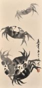 20th Century Chinese School, crabs, brushed ink, signed and with one red seal, 26" x 13" (66 x