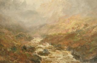 Attributed to John Falconar Slater (1857-1937), a river landscape with mist shrouding nearby