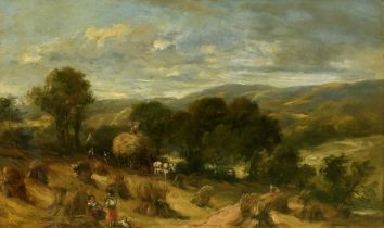 Attributed to Edwin Meadows (late 19th Century), 'Harvesting in Wharfedale', oil on panel,